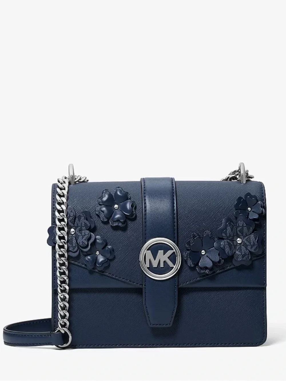 Michael Kors Navy Greenwich Small Floral Embellished Crossbody Shoulder Bag NWT